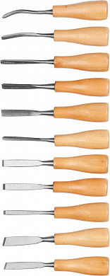 Набор DEXX: Стамески фигурные "МИНИ" с деревянной ручкой, 11шт от компании ПРОМАГ