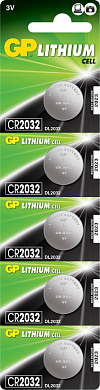 GP Lithium Литиевые дисковые батарейки GP Lithium CR2032 - 5 шт., каждая в своем отрывном блистере