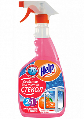 HELP Средство для мытья стекол Красный грейпфрут 0,5 л с распылителем