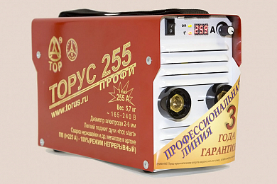 Инвертор ТОРУС-255 ПРОФИ, 220 В, 20-255 А, ПВ 80%, 8.5 кВт, 5,7 кг