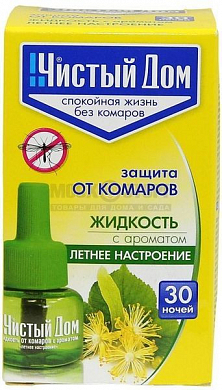 ЧИСТЫЙ ДОМ ЛИКВИД от комаров Летнее настроение 30 ночей 1 шт