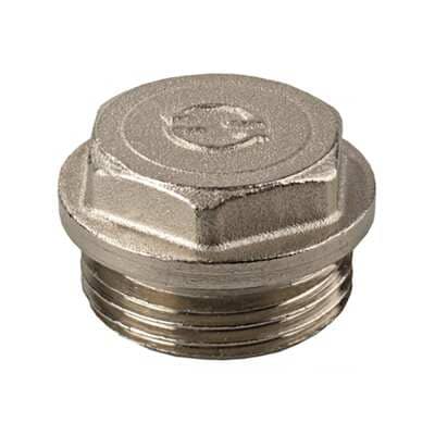 Заглушка GENERAL FITTINGS, 6-ти гранная головка с прижимной шайбой, никелированная латунь, наружная
