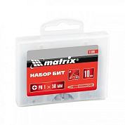 Набор бит PH1 х 50 мм, сталь 45Х, 10 шт, пластиковый бокс Matrix MATRIX 11380 