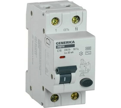 Автоматический выключатель дифф. тока GENERICA АВДТ 32 C16 Generica MAD25-5-016-C-30 
