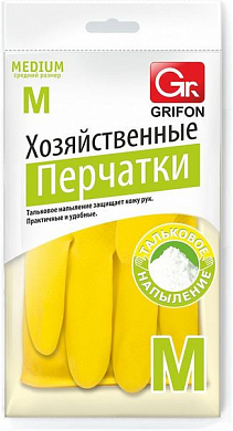 GRIFON Перчатки латексные хозяйственные с тальковым напылением размер М GRIFON 4607693030121 