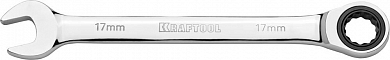 Ключ комбинированный KRAFTOOL трещоточный, Cr-V, зеркальное хромированное покрытие, 17мм от компании ПРОМАГ
