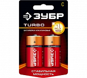 Батарейка Зубр "TURBO" щелочная (алкалиновая), тип C, 1,5В, 2шт на карточке ЗУБР 59215-2C 