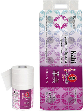 Maneki Бумага туалетная KABI 3 слоя 280л,39.2м,гладкая белая с аром.Ириса 10 рул ТОР Maneki 4620003220012 