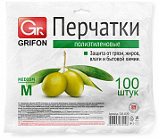 GRIFON Перчатки полиэтиленовые,размер M,100 шт. в п/эт упаковке  4607693030206 