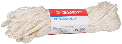 Веревка ЗУБР капроновая, d=6,0 мм, 20 м, 375 кгс, 12,5 ктекс ЗУБР 50206 