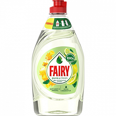 FAIRY Средство для мытья посуды Pure & Clean Бергамот и Имбирь 450мл FAIRY 8001841474953 