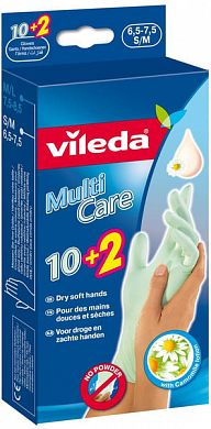 ВИЛЕДА Перчатки Мульти Латекс 10+2 шт одноразовые S/M Vileda 4023103130500 