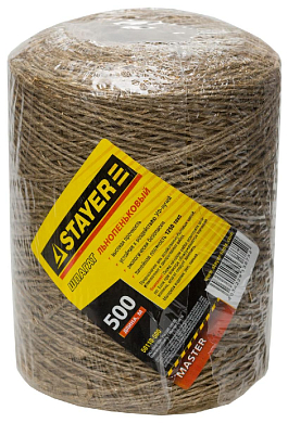 Шпагат STAYER хозяйственно-бытовой, льнопеньковый, d=1,4 мм, 500 м, 13,5 кгс, 1,25 ктекс STAYER 50110-500 