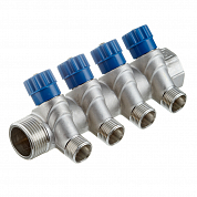 Коллектор 1' х 4 выхода 1/2' НР с вентилями (VTc.560.N.0604) VALTEC VTc.560.N.0604 