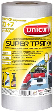 UNICUM Супер Тряпка для уборки отрывная многоразовая 30*24см 77шт в рулоне UNICUM 4607122760186 