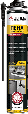 Пена монтажная ULTIMA PRO под пистолет + адаптер, всесезонная, до -12°C, 750мл.  PFWAJ0020 