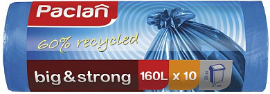 PACLAN Пакеты для мусора BIG & STRONG 160л 120х87см (ПВД) (син) 10 шт