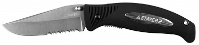 Нож STAYER "PROFI" складной,серрейторная заточка, эргономичная пластиковая рукоятка, лезвие 80мм от компании ПРОМАГ