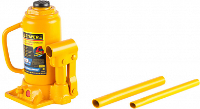 Домкрат STAYER "PROFI" гидравлический бутылочный, 10т, 200-385мм STAYER 43160-10 