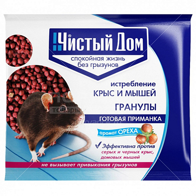 ЧИСТЫЙ ДОМ гранулы от крыс и мышей с запахом ореха 100 г  4601826019380 