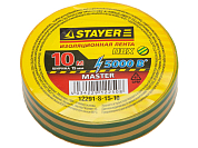 Изолента STAYER "MASTER" желто-зеленая, ПВХ, 5000 В, 15мм х 10м STAYER 12291-S-15-10 