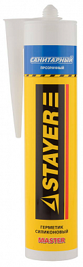 Герметик STAYER "MASTER" санитарный силиконовый, для помещений с повышенной влажностью, прозрачный, 