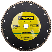 Алмазный диск 230х22,2мм STAYER "PROFESSIONAL" TURBO, сегментированный, сухая и влажная резка STAYER 3662-230_z01 