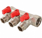 Коллектор 1' х 3 выхода 1/2' НР с отсекающими кранами (VTc.580.N.0603) VALTEC VTc.580.N.0603 