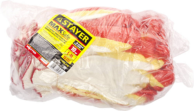 Перчатки STAYER "МASTER" MaxSafe трикотажные, двойная обливная ладонь из латекса, х/б, 13 класс, L-X STAYER 11409-H10 