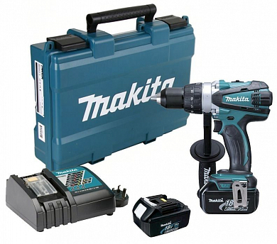Makita Дрель ак,18В,2х3АчLi-ion,БЗП-13мм,0-400\2000об\м,91\58Нм,2.3кг,чем,мет редук./DDF 458RFE заказать на isnab.ru