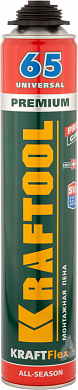 Пена монтажная KRAFTOOL KRAFTFLEX PREMIUM PRO 65 профессиональная, пистолетная, всесезонная, 850 мл KRAFTOOL 41184_z01 