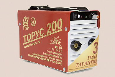 Инвертор ТОРУС-200 КЛАССИК, 220 В, 200 А, ПН 60%, 6.2 кВт, 5.3кг.