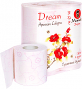 Maneki Бумага туалетная DREAM 3 слоя 167л.23 м,розов.тиснен.аром.Сакуры 4рул Maneki 4620003220067 