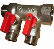 Коллектор 1' х 2 выхода 1/2' НР с отсекающими кранами (VTc.580.N.0602) VALTEC VTc.580.N.0602 