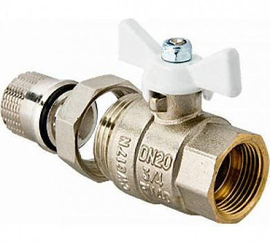 Кран шаровой со сгоном 3/4' ВН белая ручка бабочка BASE (VT.227.NW.05) VALTEC VT.227.NW.05 
