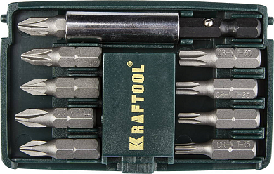 Набор KRAFTOOL "EXPERT" "MINI - 2" Биты с магнитным адаптером в мини бит-боксе, 10 предметов KRAFTOOL 26130-H10 