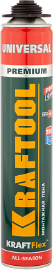 Пена монтажная KRAFTOOL KRAFTFLEX PREMIUM PRO профессиональная, пистолетная, всесезонная, 750 мл KRAFTOOL 41182_z01 