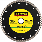 Алмазный диск 180х22,2мм STAYER "PROFESSIONAL" TURBO, сегментированный, сухая и влажная резка STAYER 3662-180_z01 