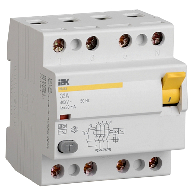 Выключатель дифференциальный ВД1-63S 4п 50А 300мА IEK MDV12-4-050-300 