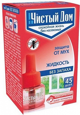 ЧИСТЫЙ ДОМ ЛИКВИД от МУХ и комаров 45 дней 1 шт