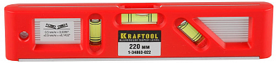 Строительный уровень  220мм KRAFTOOL "PRO" "DIRECTOR LEVEL" с магнитом, 3 ампулы от компании ПРОМАГ