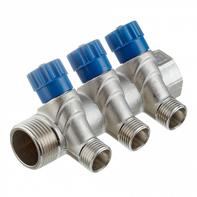 Коллектор 1' х 3 выхода 1/2' НР с вентилями (VTc.560.N.0603) VALTEC VTc.560.N.0603 