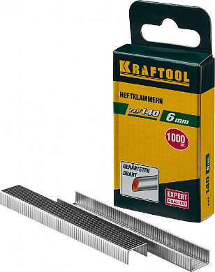 Скобы тип 140, 6 мм, супертвердые, KRAFTOOL 31680-06, 1000 шт от компании ПРОМАГ