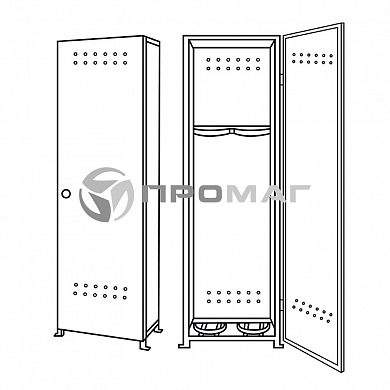 Шкаф для газовых баллонов ШГМ-01-04 (2 шт по 40л/50л выс.давления, л/с 1,5 мм)