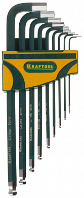 Набор ключей имбусовых KRAFTOOL "INDUSTRIE" длинные,шарик,Cr-Mo сталь(S2),хром покрыт с противоск на от компании ПРОМАГ