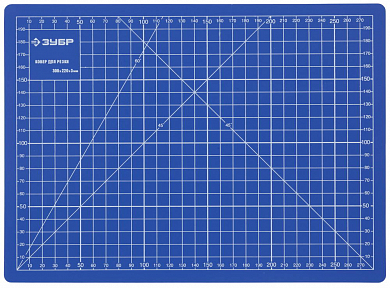 Коврик ЗУБР "ЭКСПЕРТ", непрорезаемый, 3мм, цвет синий, 300х220 мм