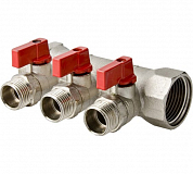 Коллектор 1'х3 выхода Евроконус 3/4 с отсекающими кранами (VTc.580.NE.0603) VALTEC VTc.580.NE.0603 