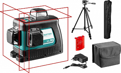 Нивелир лазерный KRAFTOOL LL 3D #3, Нивелир с элевационным штативом ST160 в коробке. Сумка заказать на isnab.ru