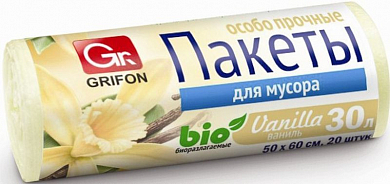 GRIFON Bio Пакеты для мусора МИКС Ваниль 30 л 50 * 60 см в рулоне 20 шт