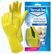 ЧИСТЫЙ ДОМ Перчатки хозяйственные ПРОЧНЫЕ M 1 пара ЧИСТЫЙ ДОМ 4601826015795 